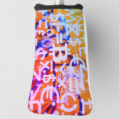 Bitcoin-straatkunst (oranje schilderij nr. 2) golfheadcover (Draai 90)