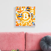 Bitcoin-straatkunst (oranje schilderij nr. 3) canvas afdruk (Insitu (Woonkamer))