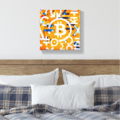 Bitcoin-straatkunst (oranje schilderij nr. 3) canvas afdruk (Insitu (Slaapkamer))