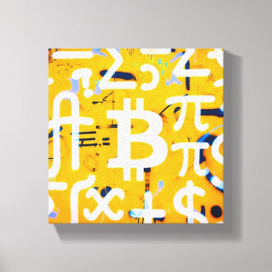 Bitcoin-straatkunst (oranje schilderij nr. 4) canvas afdruk (Voorkant)