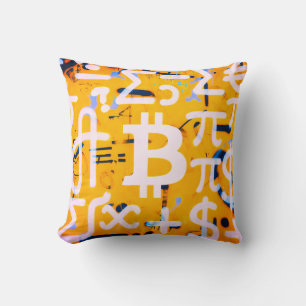 Bitcoin-straatkunst (oranje schilderij nr. 4) kussen