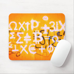 Bitcoin-straatkunst (oranje schilderij nr. 5) muismat