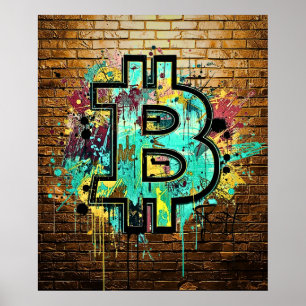Bitcoin Street Art Poster – Kleurrijk Graffiti-ont