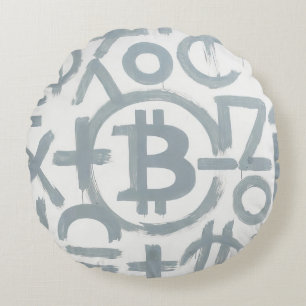 Bitcoin Street Art (Wit Schilderij Nr. 2) Rond Kussen