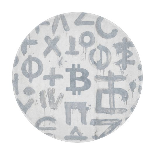 Bitcoin Street Art (Wit Schilderij Nr. 4) Snijplank (Voorkant)