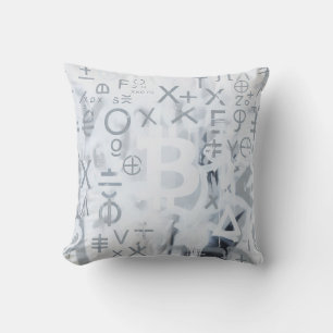 Bitcoin Street Art (Wit Schilderij Nr. 5) Kussen
