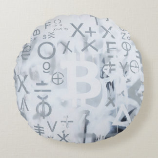 Bitcoin Street Art (Wit Schilderij Nr. 5) Rond Kussen