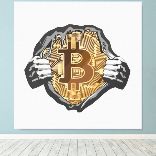 Bitcoin Superheld Canvas Afdruk (Insitu (Houten vloer))