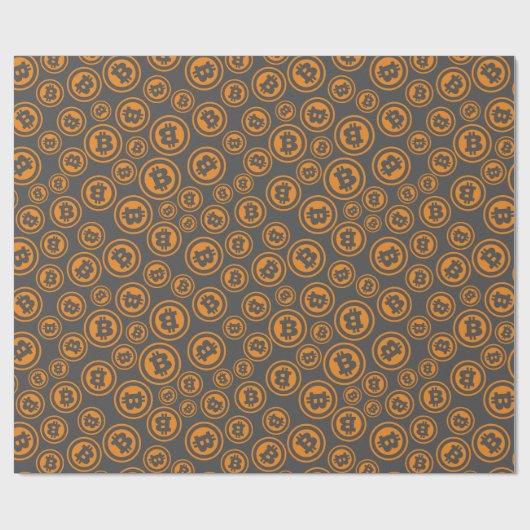 Bitcoin symboliseert Sinaasappel en grijs Cadeaupapier (Vlak)