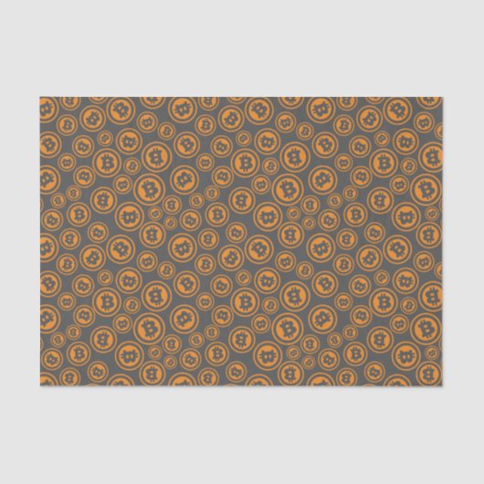 Bitcoin symboliseert Sinaasappel en grijs Tissuepapier (Voorkant)