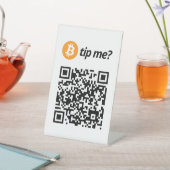 Bitcoin tip voor mij? reclamebord met voetstuk (Insitu)