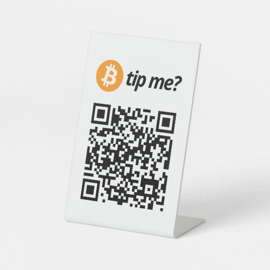 Bitcoin tip voor mij? reclamebord met voetstuk (Voorkant)