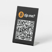 Bitcoin tip voor mij? reclamebord met voetstuk (Voorkant)