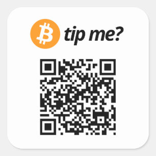 Bitcoin tip voor mij? vierkante sticker