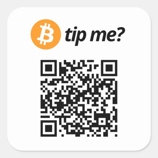 Bitcoin tip voor mij? vierkante sticker (Voorkant)