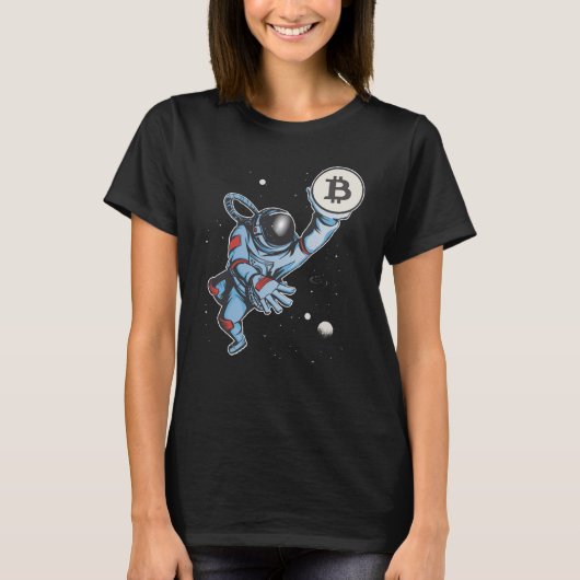 Bitcoin to the moon Astronaut T-shirt (Voorkant)