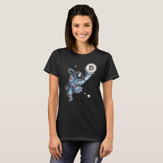 Bitcoin to the moon Astronaut T-shirt (Voorkant volledig)