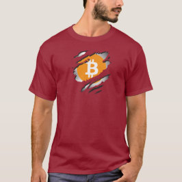 Bitcoin Torn Afbeelding met Logo onthulling ondera T-shirt