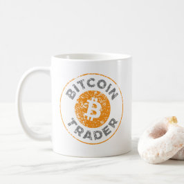 Bitcoin Trader Grunge Tekstcirkel Omtrek Koffiemok