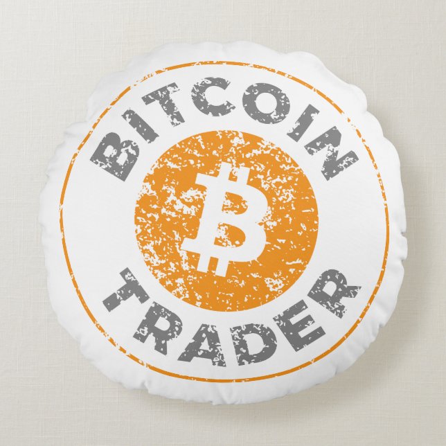 Bitcoin Trader Grunge Tekstcirkel Omtrek Rond Kussen (Voorkant)