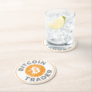 Bitcoin Trader Grunge Tekstcirkel Omtrek Ronde Kartonnen Onderzetter