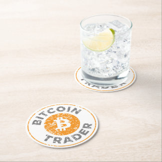 Bitcoin Trader Grunge Tekstcirkel Omtrek Ronde Kartonnen Onderzetter