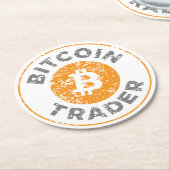 Bitcoin Trader Grunge Tekstcirkel Omtrek Ronde Kartonnen Onderzetter (Gebogen)