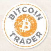 Bitcoin Trader Grunge Tekstcirkel Omtrek Ronde Kartonnen Onderzetter (Voorkant)