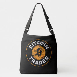 Bitcoin Trader Grunge Tekstcirkel Omtrek Zwart Crossbody Tas