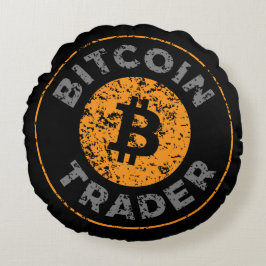 Bitcoin Trader Grunge Tekstcirkel Omtrek Zwart Rond Kussen