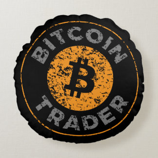 Bitcoin Trader Grunge Tekstcirkel Omtrek Zwart Rond Kussen