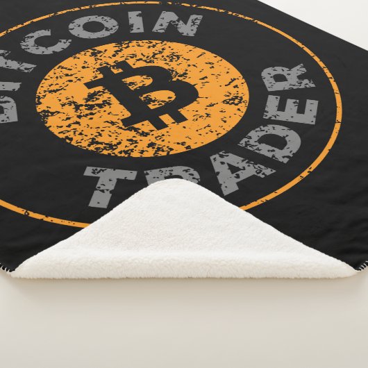 Bitcoin Trader Grunge Tekstcirkel Omtrek Zwart Sherpa Deken (3/4)