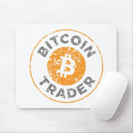 Bitcoin Trader Grunge Text Circle Outl. Witgrijs Muismat