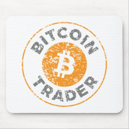 Bitcoin Trader Grunge Text Circle Outl. Witgrijs Muismat