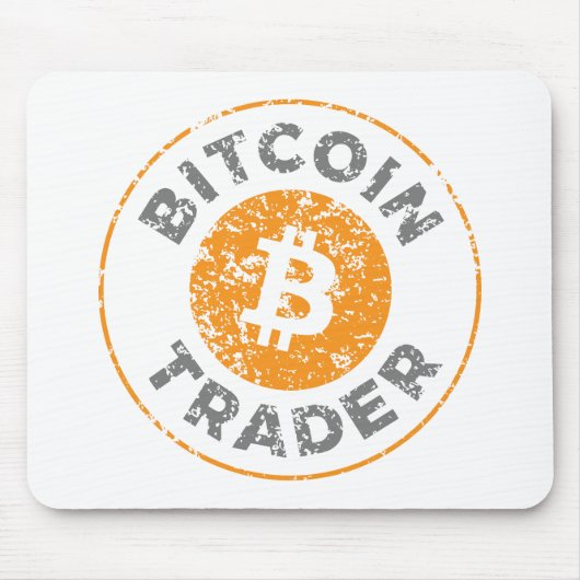 Bitcoin Trader Grunge Text Circle Outl. Witgrijs Muismat (Voorkant)