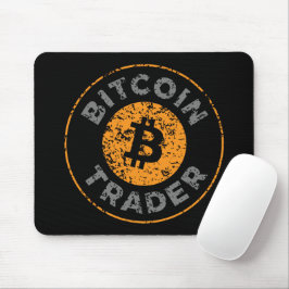 Bitcoin Trader Grunge Text Circle Outl. Zwart Grij Muismat