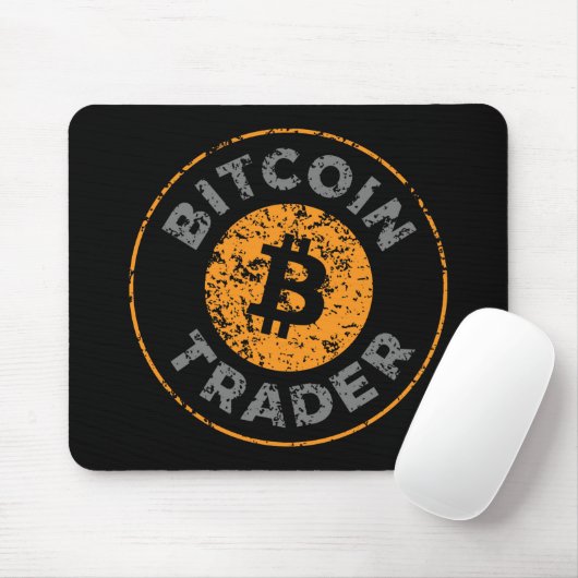 Bitcoin Trader Grunge Text Circle Outl. Zwart Grij Muismat (Met muis)