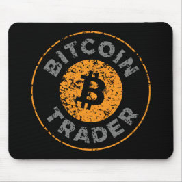 Bitcoin Trader Grunge Text Circle Outl. Zwart Grij Muismat