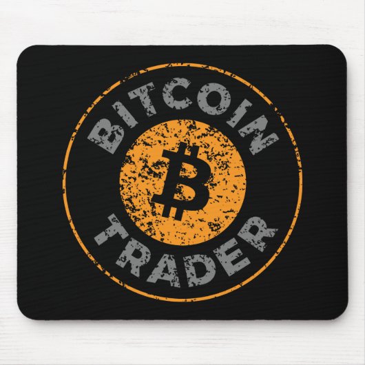 Bitcoin Trader Grunge Text Circle Outl. Zwart Grij Muismat (Voorkant)