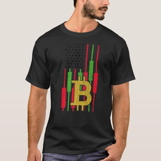 Bitcoin Trader Trading Crypto Flag T-shirt (Voorkant)