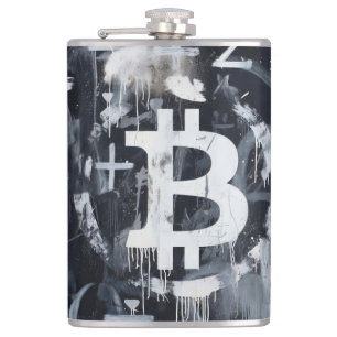 Bitcoin Valuta Straatkunst (Zwart Schilderij No. 1 Heupfles