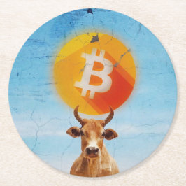 Bitcoin Veerkrachtige Stier Ronde Kartonnen Onderzetter