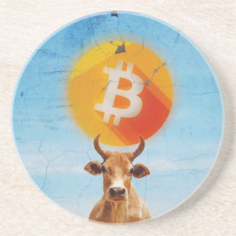 Bitcoin Veerkrachtige Stier Zandsteen Onderzetter