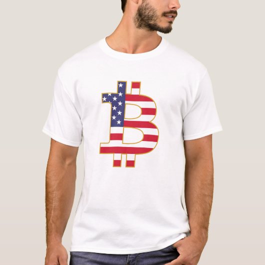 Bitcoin Verenigde Staten Vlag - BTC Crypto T-shirt (Voorkant)