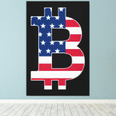 BitCoin Verenigde Staten Vlag Canvas Afdruk (Insitu (Houten vloer))
