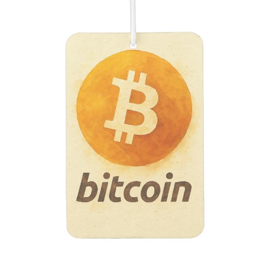 Bitcoin Watercolor (Logo + Tekst) Luchtverfrisser (Voorkant)