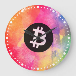 Bitcoin Watercolor (Stijl 1 - Genesis) Grote Klok