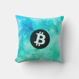 Bitcoin Watercolor (Stijl 3 - Strandleven) Kussen