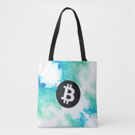 Bitcoin Watercolor (Stijl 5 - Wave Rider) Tote Bag