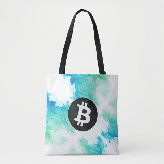 Bitcoin Watercolor (Stijl 5 - Wave Rider) Tote Bag (Voorkant)